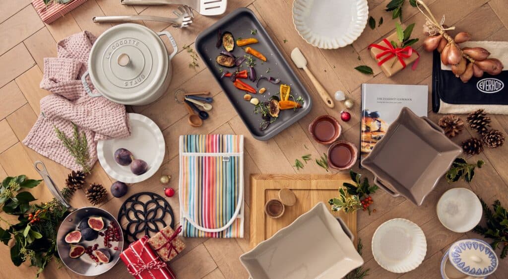A selection of Christmas Gift ideas, pans, accessories, trays